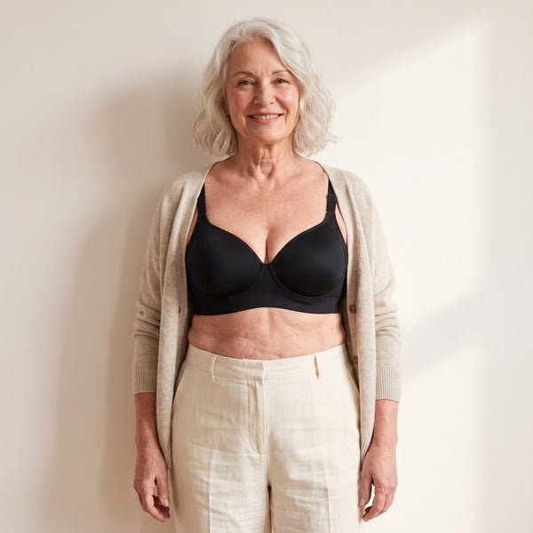 Frinta Soutien-gorge dos lissant sans armatures, vue de face – Noir