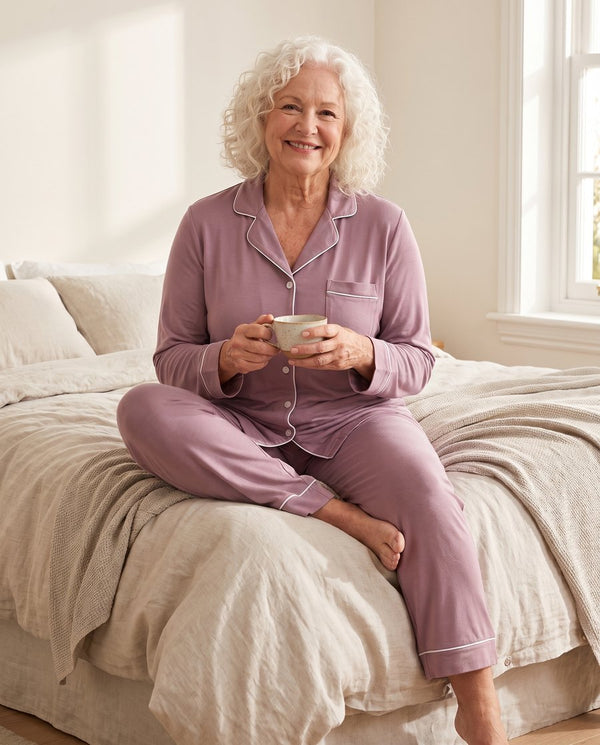 Frinta Blød pyjamas, set forfra – Lilla
